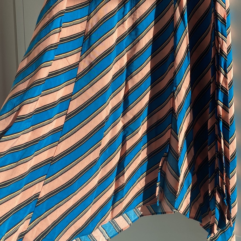 TOPSHOP diagonal stripe Skirt Size 12 wrap tie detail good condition colourful - Picture 3 of 6